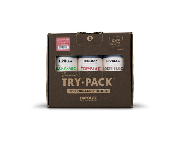 BioBizz Try·Pack Stimulant · Root Juice + Top Max + Alg·A·Mic