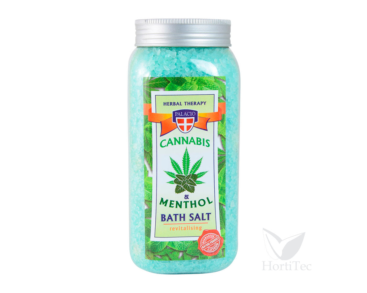 Sal de baño con aceite de cannabis y mentol