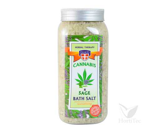 Sal de baño con aceite de cannabis y salvia