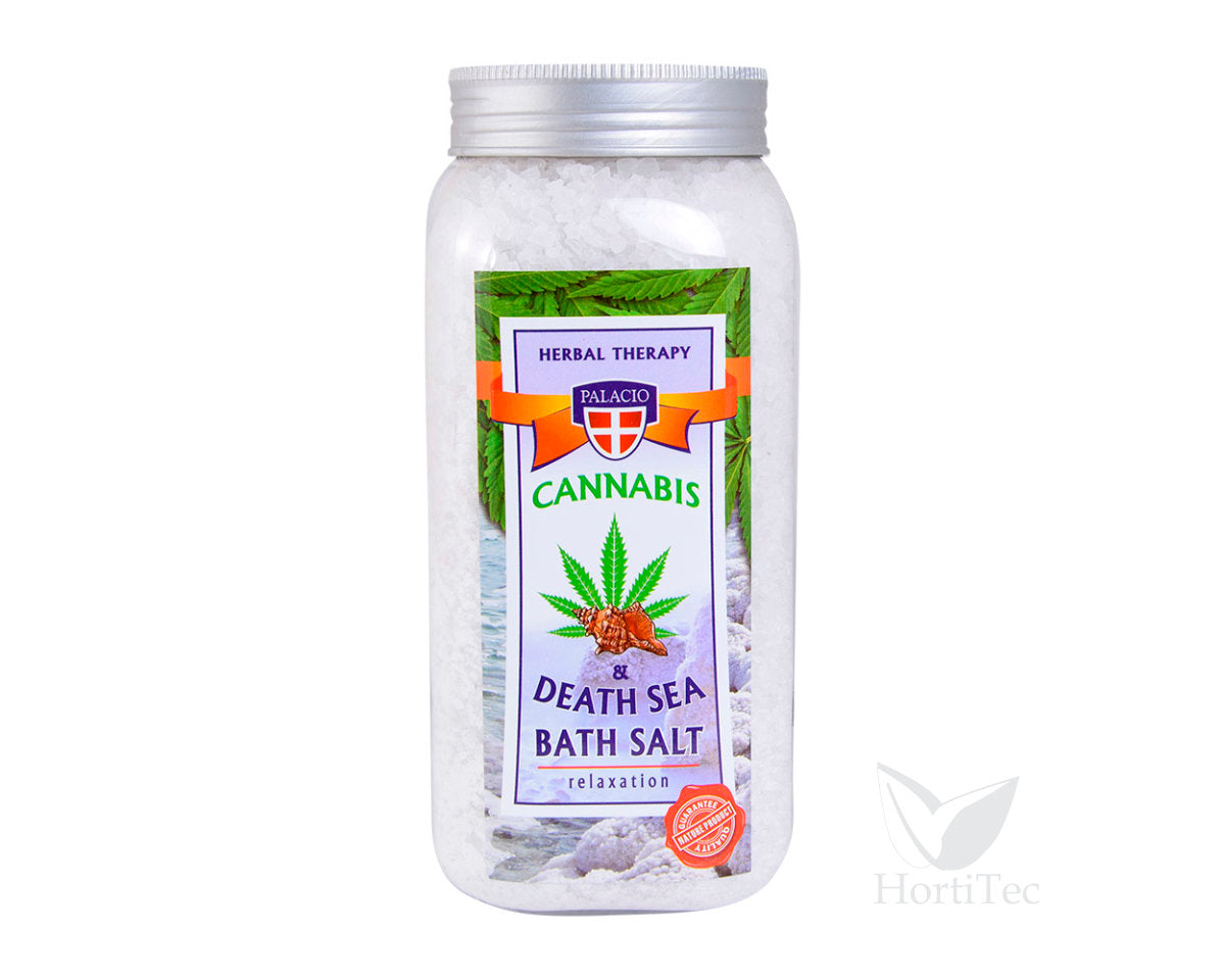 Sal de baño con aceite de cannabis y sal de mar muerto