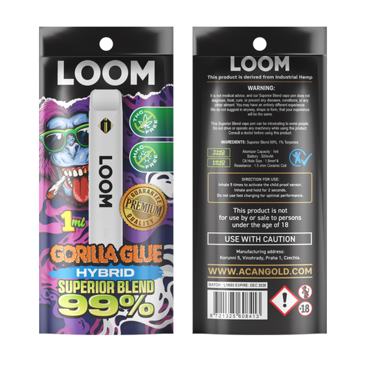 Vaper desechable loom gorilla glue hybrid 1ml superior mix