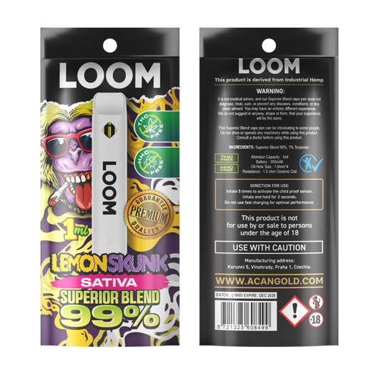 Vaper desechable loom lemon skunk hybrid 1ml superior mix acan