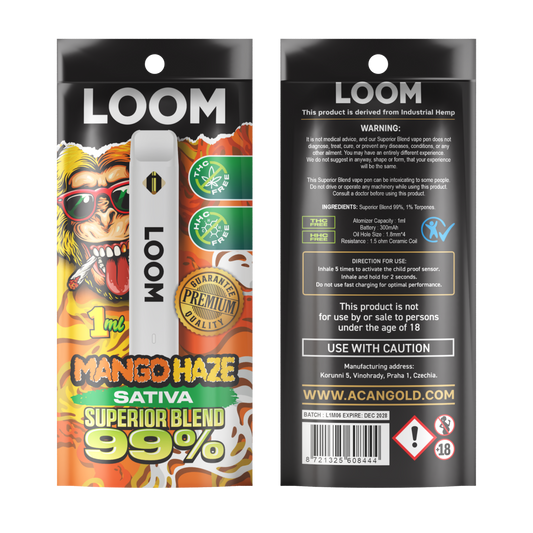 Vaper desechable loom mango haze sativa 1ml superior mix acan