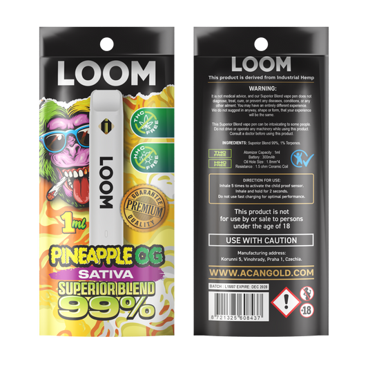 Vaper desechable loom pineapple og sativa 1ml superior mix acan